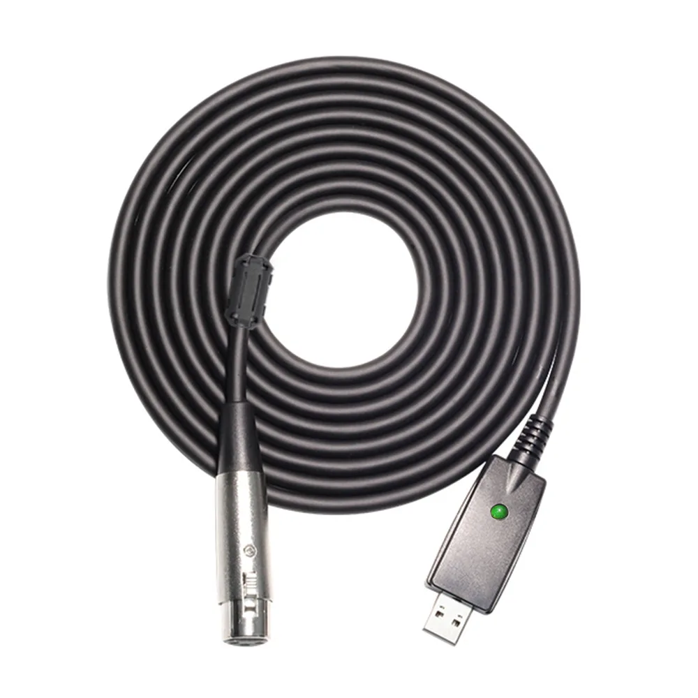 

Wholesale Price 3 Meters USB Interface 6.35mm 1/4" Usb Guitar Cable XLR Microphone Cable, Black