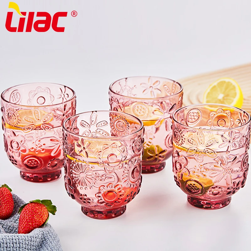 

Lilac BSCI SGS LFGB 350ml promotion vintage retro thick bottom fancy restaurant drinking lemon water glass cup