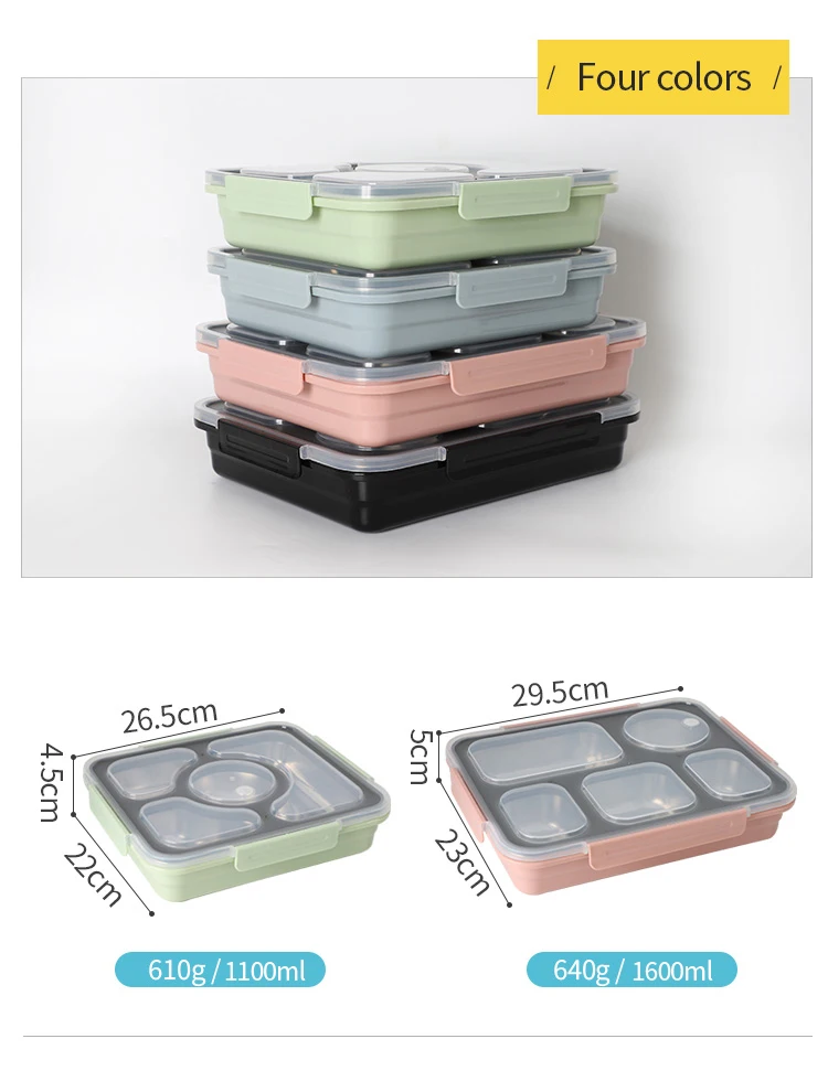 Meal Prep Containers 4 Compartment Food Box Plastic Insulated Food Warm Container Lunch Box Keep