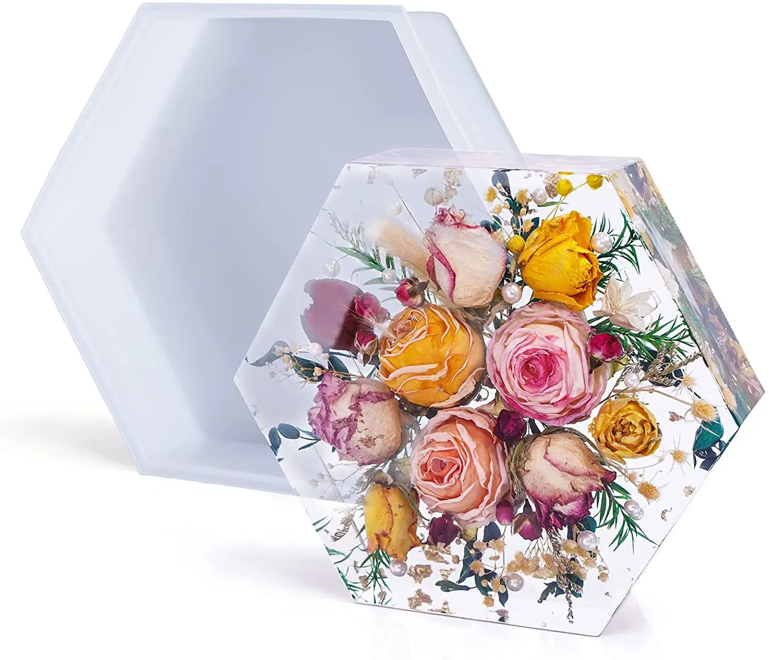 

Large Epoxy Resin Molds Silicone Hexagon diy casting Mold for Resin Wedding Gift Dry Flowers Preservation