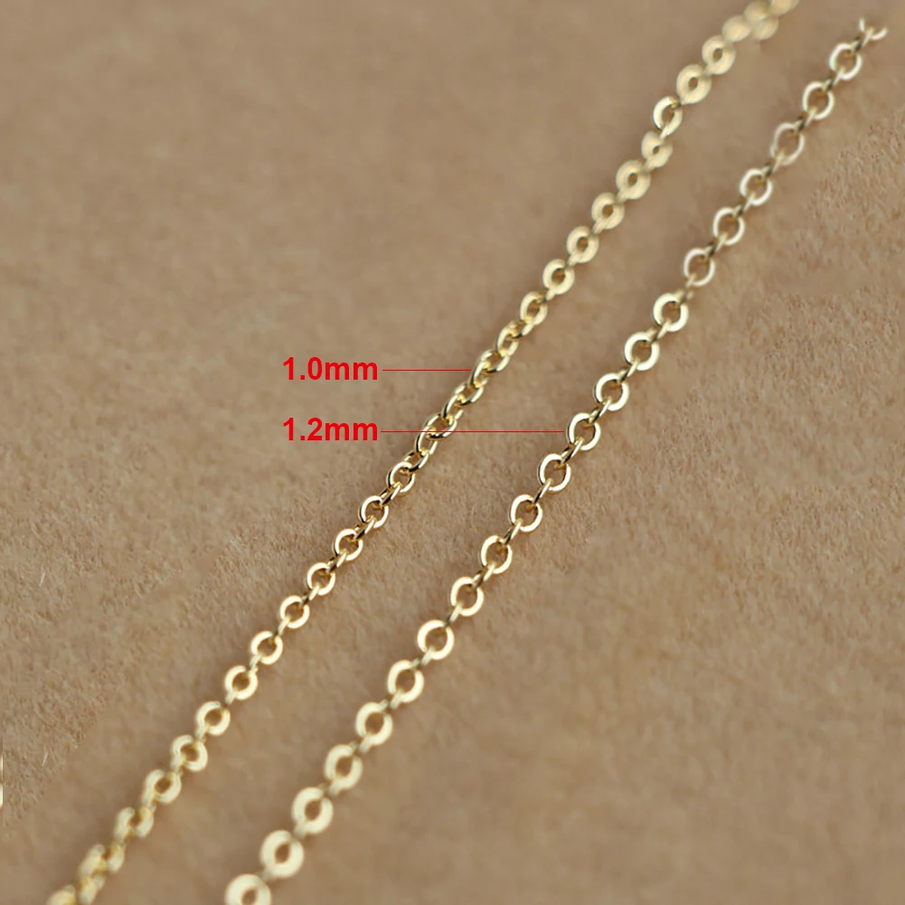 

RINNTIN GC02 14KT Metal Stamp Real 14K Solid Gold 1.0mm 1.2mm Diamond Cut Cable Link Chain Necklace for Women, Yellow / rose / white
