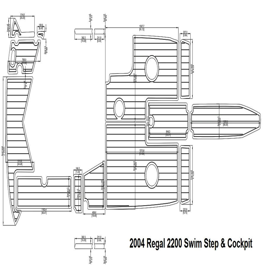 

2004 Regal 2200 Swim Step & Cockpit Pad Boat EVA Teak Decking 1/4" 6mm