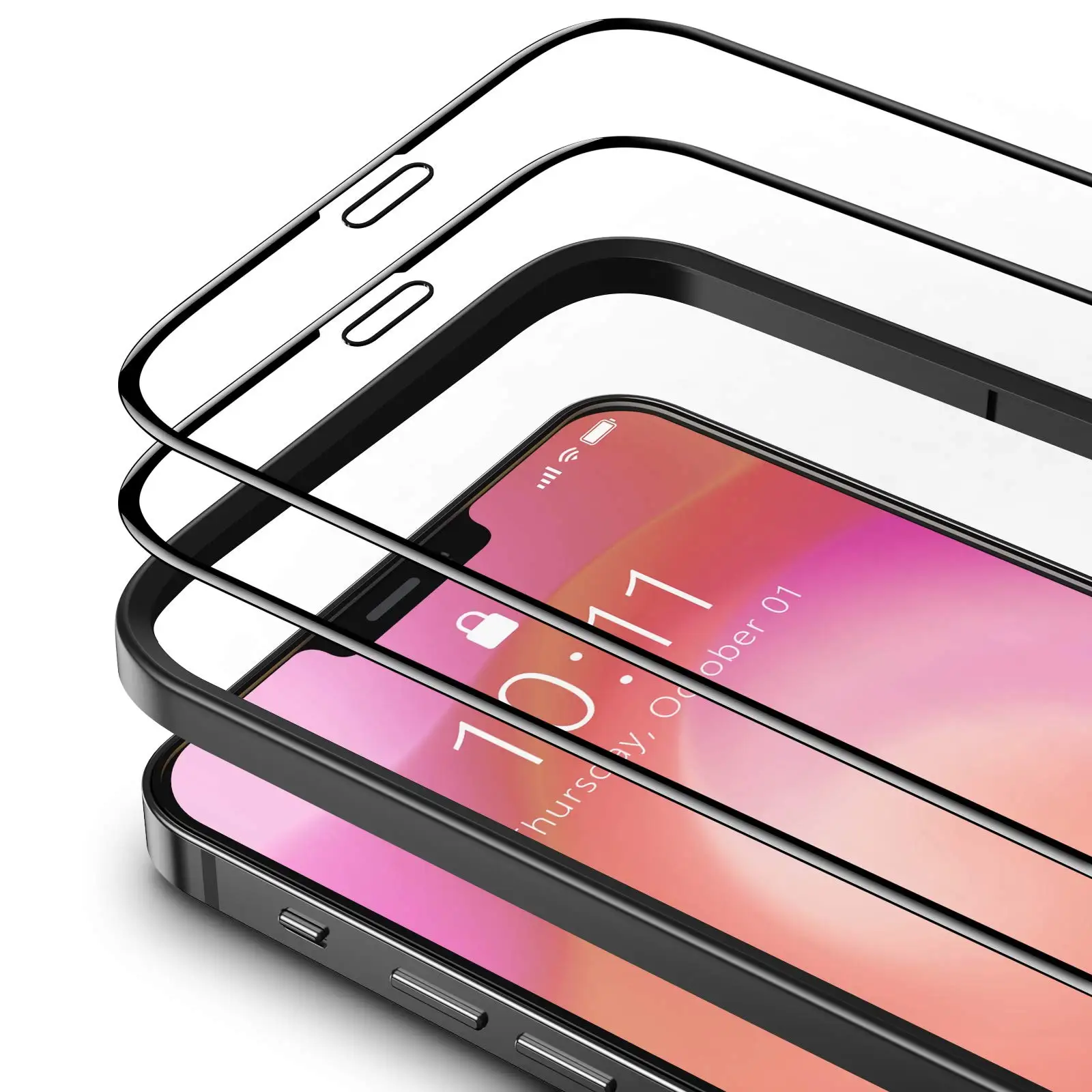 

with Guidance Frame 2 pack HD Clarity Scratch Resistant Tempered Glass Screen Protector for iPhone 12 Pro max