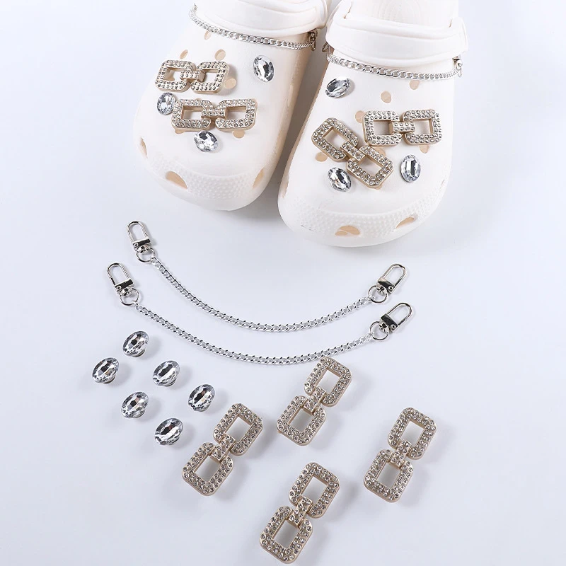 

Custom Designer Croc Pieces Crystal DIY Chain Croc Charms Set for Sandal Shoe Buckle All-match Accessories