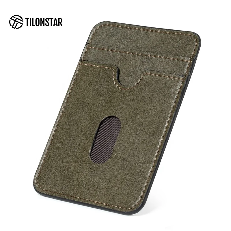 

Customized Logo Durable Genuine Leather Phone Wallet Card Holder Mobile Back Cover Sticker Phone Back Sticker Card Holder