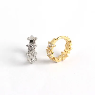 

Popular 925 Sterling Silver Earrings With Diamonds For Women Round Stars Geometric Earrings Jewelry, As picture