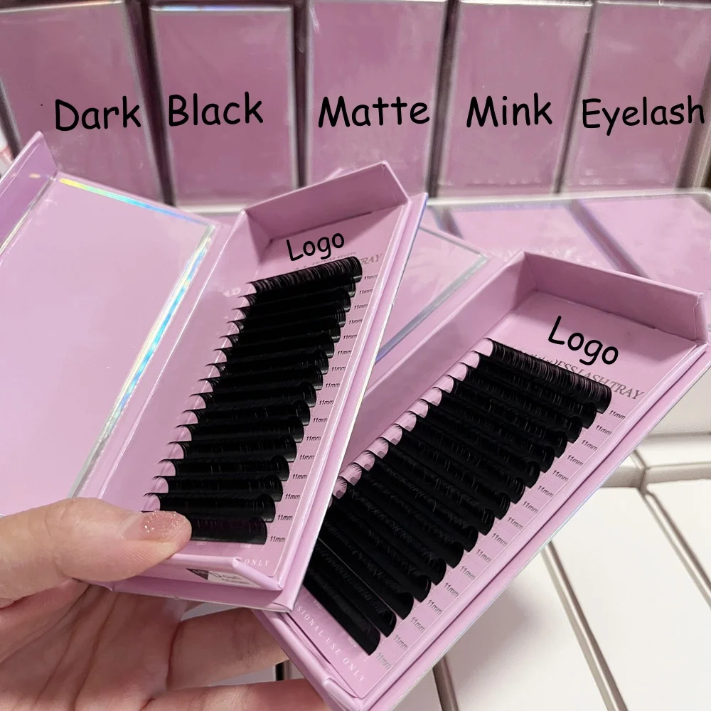 Korea PBT Hand Made 0.03 0.05 0.07 J B CC D Matte Black Mink Individual Volume Lash Tray Cashmere Fan Eyelash Extensions