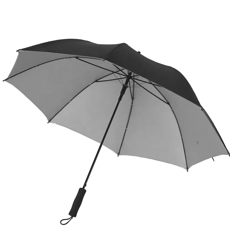 

Cheap Korean umbrella semi automatic open straight silver coat uv umbrella with custom logo prints