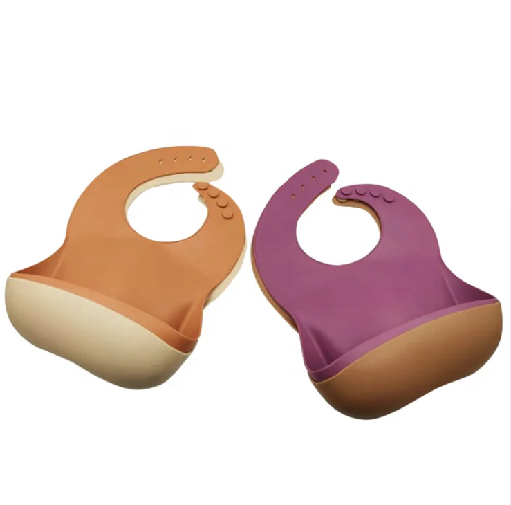 

Reusable Waterproof Printed Silicone Bib Collapsible Silicone Baby Bib Custom, As picture