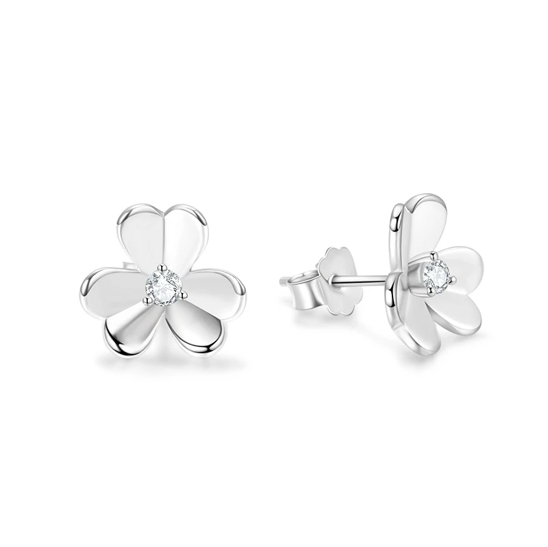 

RINNTIN EQE28 Elegant aretes de mujer 925 Sterling Silver Jewelry Cubic Zirconia Flower Earrings