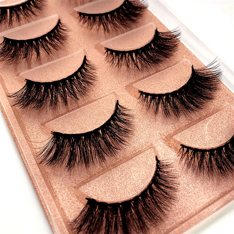 

Aimitex High Quality 5 Pairs Super Fluffy False Eyelashes Luxurious Style 3D Eyelash Extension Mink Eyelashes, Black