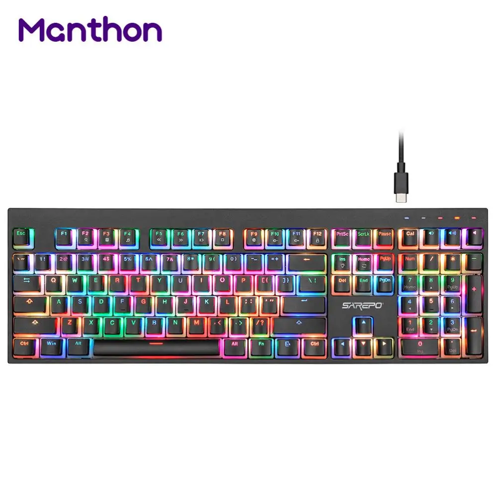 

104 Key Full-Size Full Wireless 2.4 Ghz USB Mechanical Keyboard With Blue Switch Pudding Keycaps