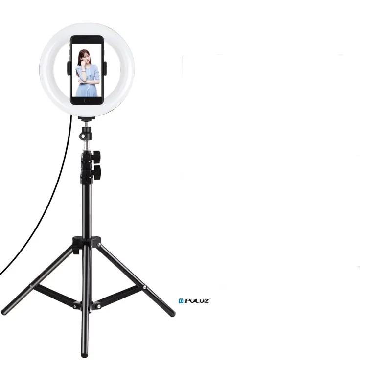 

Stock PULUZ 7.9 inch 20cm Ring Light 1.1m Tripod Mount Stand LED Light Vlogging Selfie Ring Photography Lights with Phone Clamp