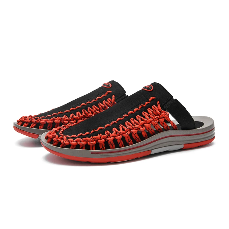 

Worldwin New fashion woven non-slip sandals for men, Black blue red grey