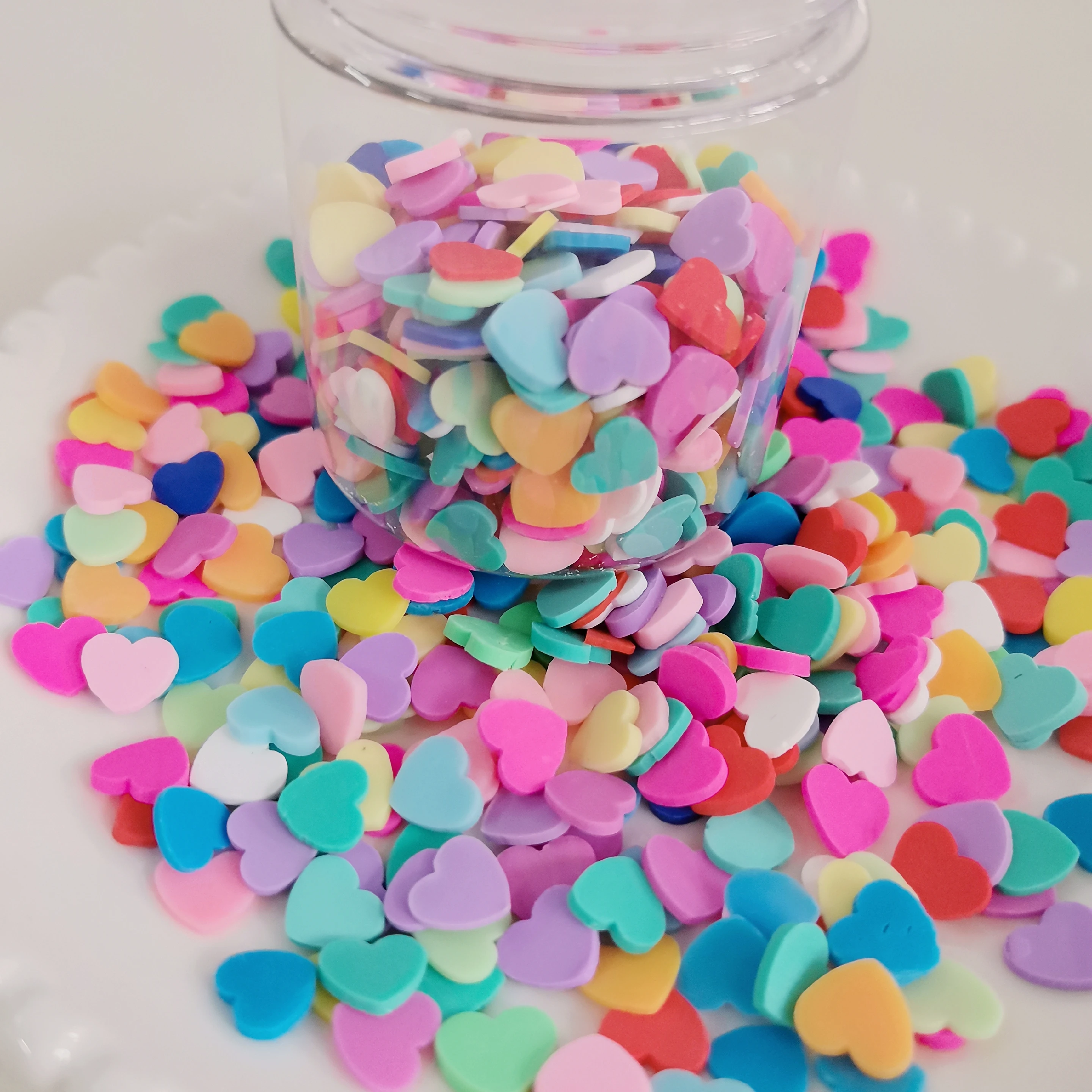 2*8*9mm Polymer Hot Clay Sprinkles Lovely Heart Shape Polymer Clay Slice for Crafts Making DIY Confetti Slime Decoration