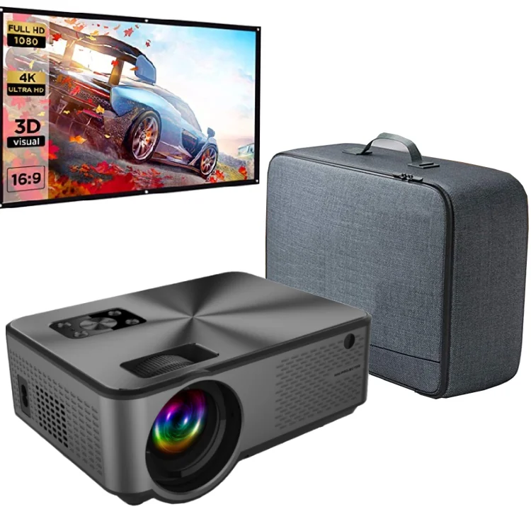 

Home Cinema Portable Projector HD LED Mini Beamer LCD Video Projectors 1080P Supported with 100 inch Screen Bag All in One set