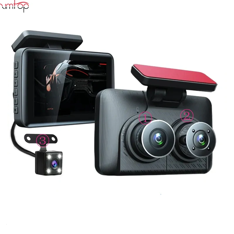 

3 Channel Dash Cam 3 Lens Car Dvr Video Recorder Dashcam DVRs Black Box Dual Lens DVR with Rear View Camera