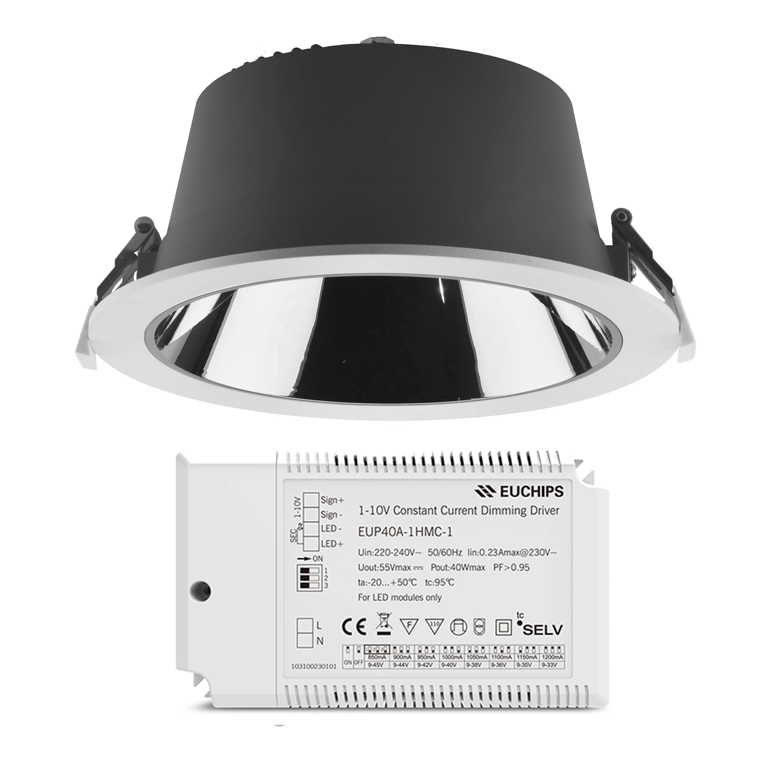RD3003-0840B 8 inch 40W 0-10V Dimmable downlight LED Recessed downlight dimmable UGR<19 with 110Lm/W