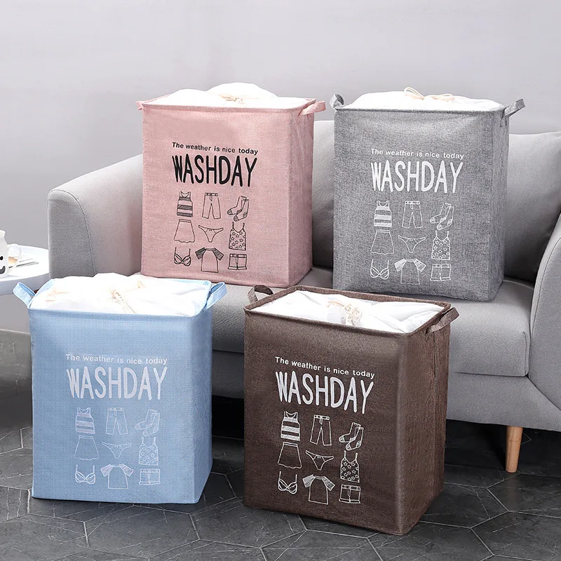 75/100L Eco-Friendly Foldable Large Volume Fabric Laundry Storage Basket With Cotton Handles for Clothes Quilt