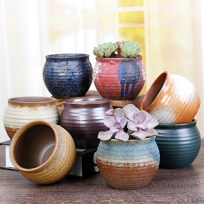 

Chinese shabby style outdoor small flower pot ceramic pottery flower pots & planters creative pots for home decor, As pictures