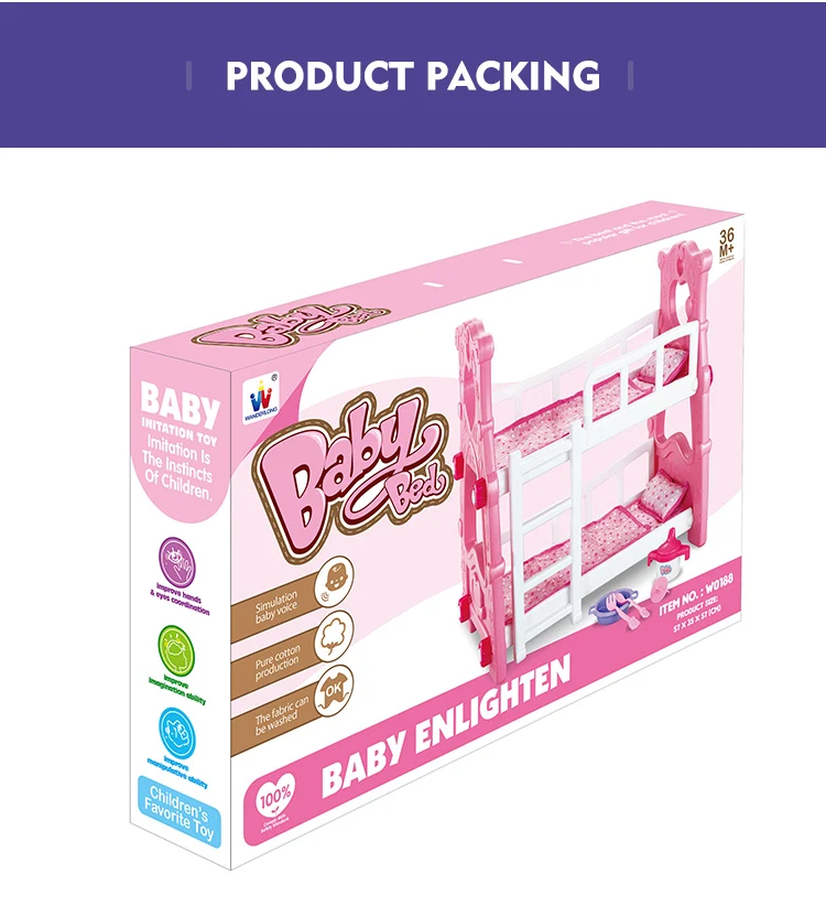 Hw Toys Baby Doll Bunk Bed Toy Doll Accessories Kids Pretend Play Sets