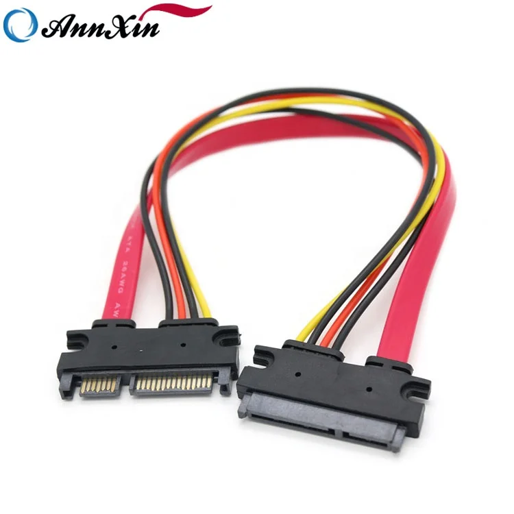 

Factory Direct SATA 7 +15 Pin 22Pin Male to Female Extension Cable Hard Drive Data Power Cable Pure Copper 0.3M, Black+red+yellow
