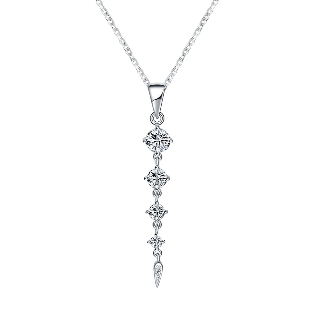 RINNTIN SN76 Colgantes De Plata Jewelry S925 Silver Chain Necklace Platinum Cubic Zirconia Wedding Necklace