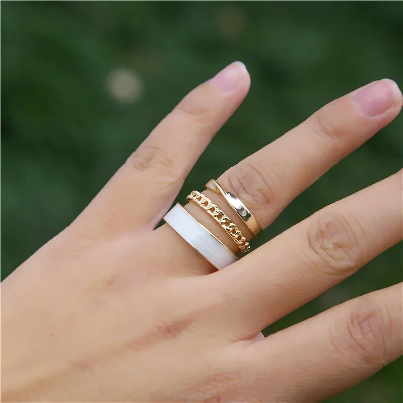 

3 pcs/set Temperament Female Golden Open Ring Drip Ring Set