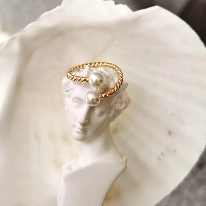 

2021 New Arrival Freshwater Pearl Ring Women Elastic Open Cuff Baroque Pearl Rings Finger Ring Jewelry