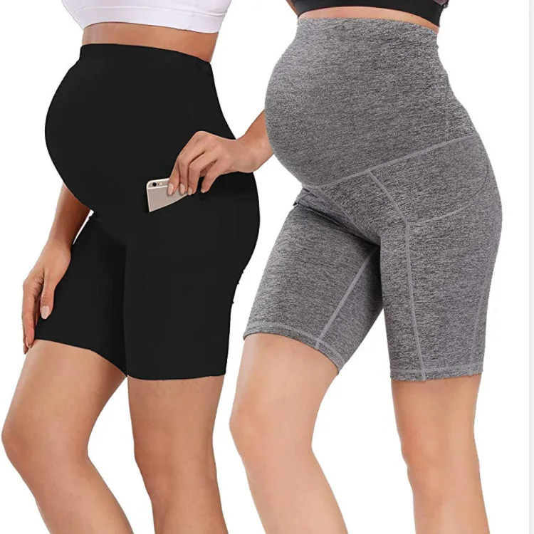 

Plus Size Mama Maternity Sports Hip Yoga Safety Pants Hip Fitness Running Shorts for Pregnant Women Leggings Clothes