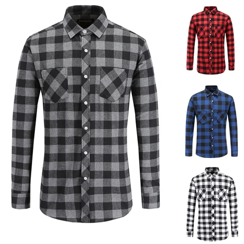 

Ready color fast delivery warm fashion checked shirt men flannel plaid shirts, In-stock color