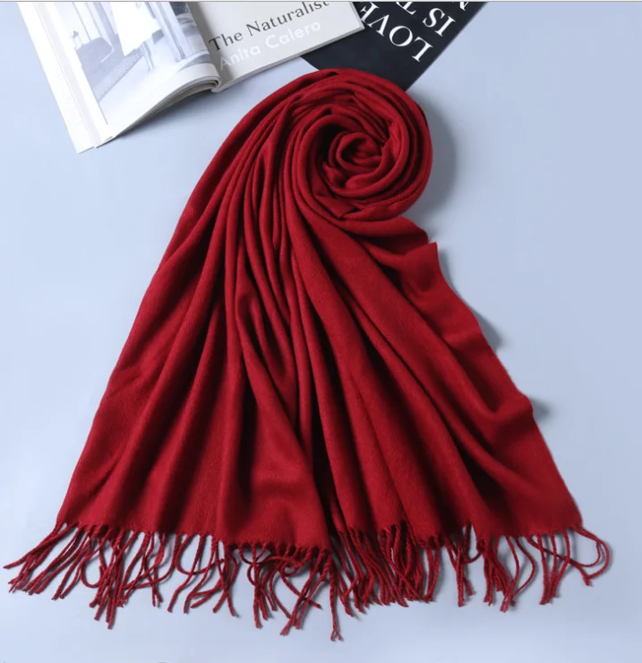 
Winter Fashion custom design colorful solid plaid acrylic cashmere wool scarf Top grade high quality cashmere pashmina scarf 