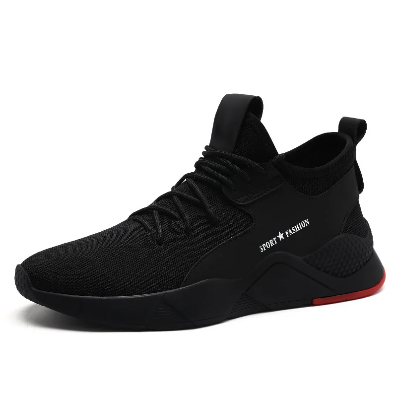 

Amazon AliExpress Hot Selling Fashion Men's Sports Shoes Plus Size Thick Bottom Breathable Lightweight Laces Mens Black Sneaker