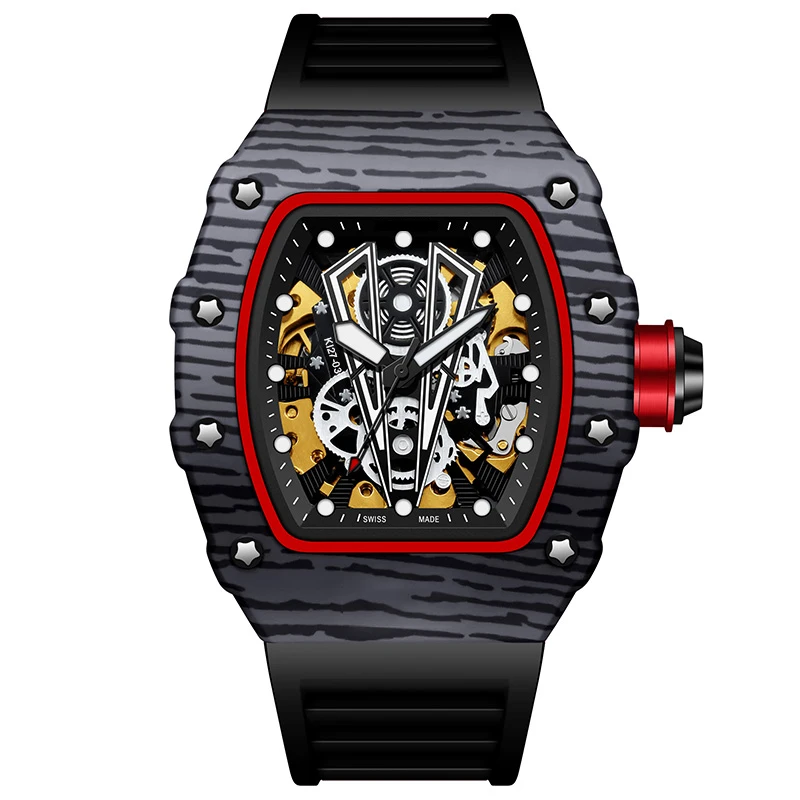 

Full Of Design Metal Tonneau Women Men Wrist Watch Luminous Mechanical Watch