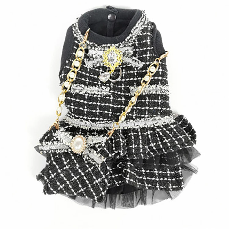 

New Diamond Luxury Small Dog Clothes Dress Autumn Winter Warm Dog Clothes for Dogs, Picture shows