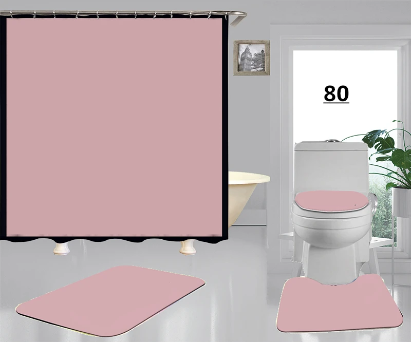 

Pink X Letter Brands Shower Curtain Custom With 3-pieces Toilet Seat Set
