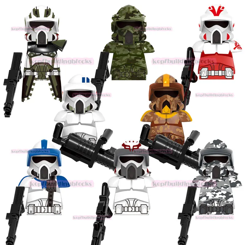 

G0127 Space Wars Clone Forest Kamino Jungle Camo ARF Trooper Commander Trauma SW Model Building Block Figure Toy Juguete