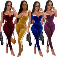 

2019 Fashion Velvet Jumpsuits Women Two Pieces Party Pants Woman 2 Piece Set Clothing