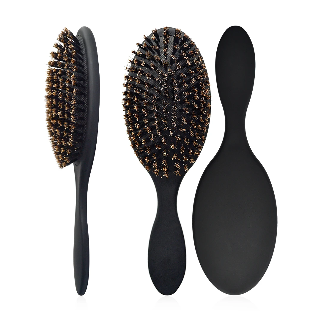 

Dropshipping Custom Logo Natural 100% Boar Bristle Hair Scalp Massage Paddle Brush Hair Extensions Brush