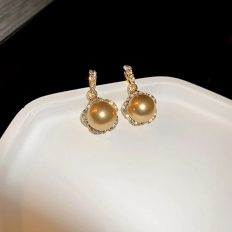 

fashion gold plated crystal drop pearl earring