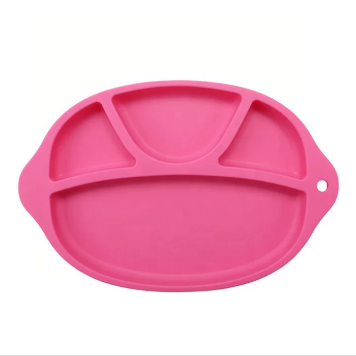 

Hot sale food grade eco water-proof silicone baby dinner plate one-piece silicone divider plate for kids