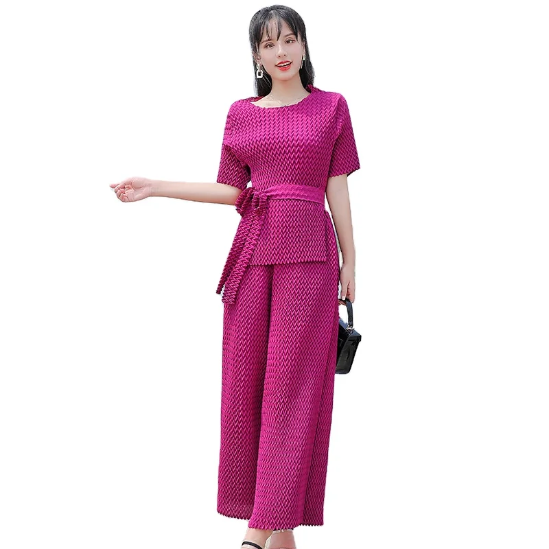 

Two Pieces Outfits Printed short Sleeve Top Pants For Autumn And spring, As shown