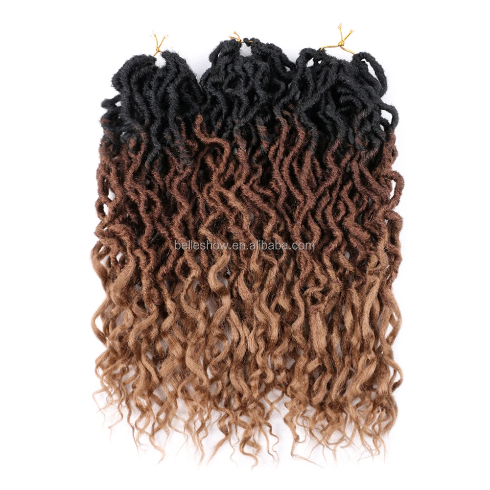 

18 inch 24 stands 100g gypsy locs synthetic ombre dreadlock hair braids curly Africa twist goddess faux locs gypsy locs hair