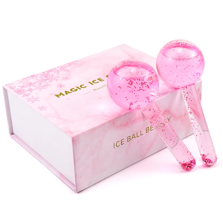 

Amazon Hot Selling Wholesale Factory Wave Beauty Ball Magic Glitter Cooling Facial Massager Pink Ice Globes, Pink,purple,bule