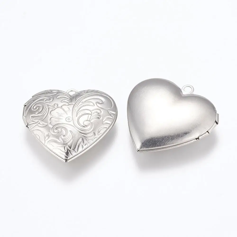 

Pandahall 304 Stainless Steel Heart Picture Frame Locket Pendant, Stainless steel color