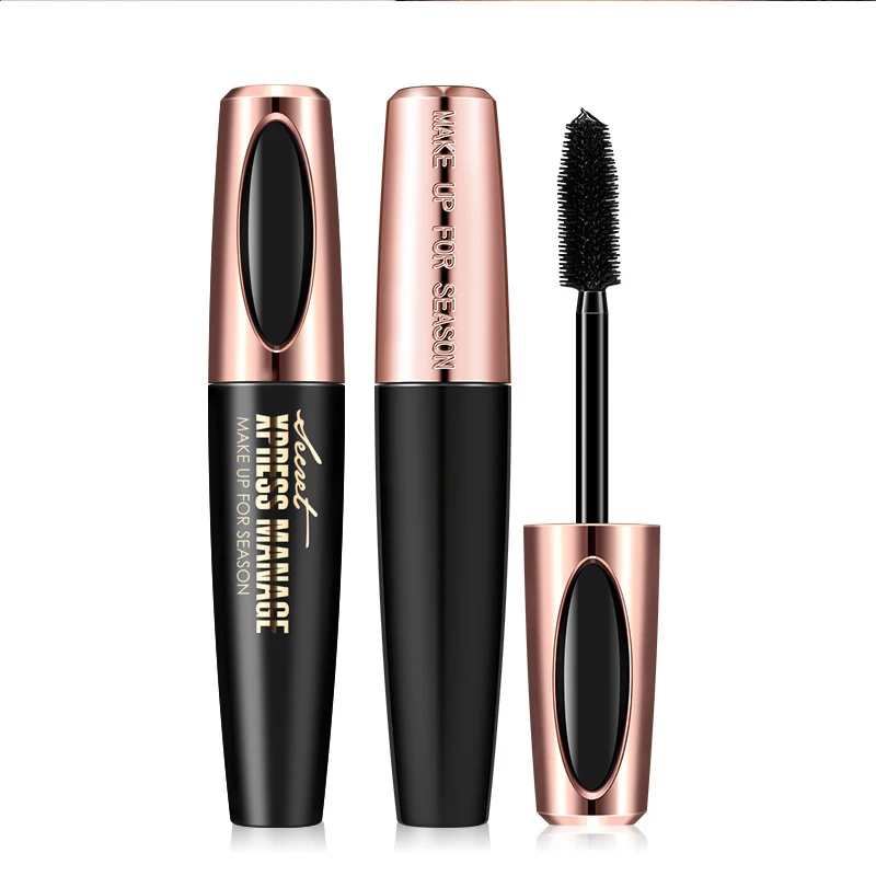 

Professional Beauty Makeup 4D Silk Fiber Waterproof Volumizing Black Mascara Use For False Eyelashes, Balck