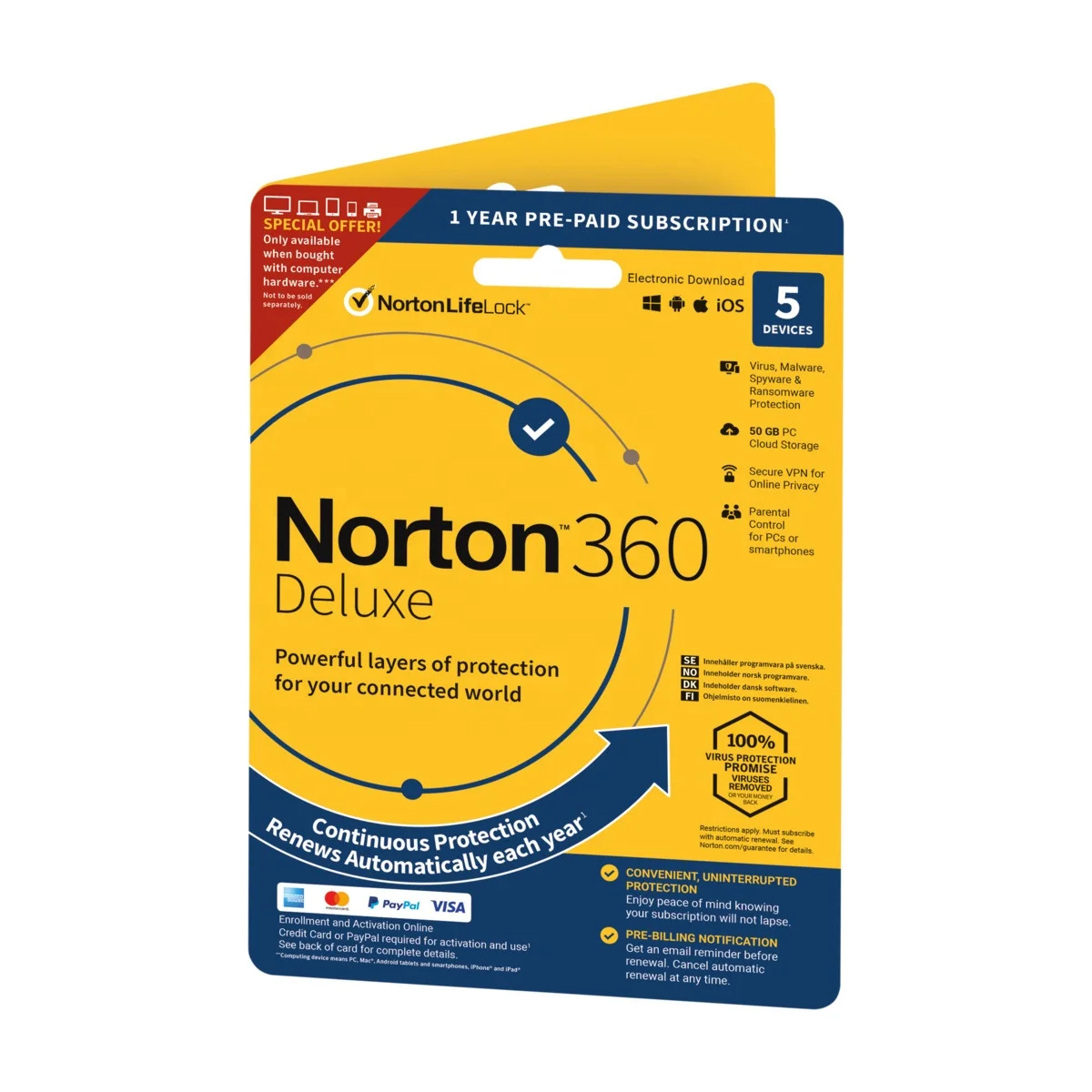 

24/7 Online Email Delivery Norton 360 Deluxe (5 pc 1 year Account+Key) Bind Account key Antivirus software