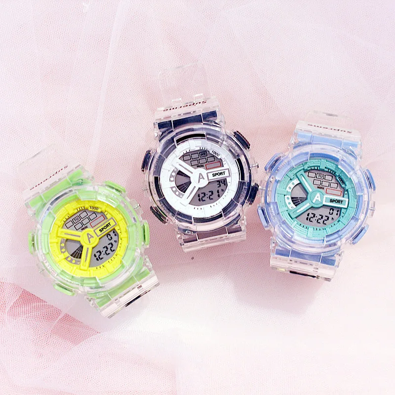 

Luxury transparent strap kids Sport children's led smart women watches led