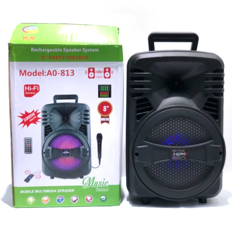 

AO-813 bluetooth speaker outdoor 8inch bluetooth speaker good sound quality, Black