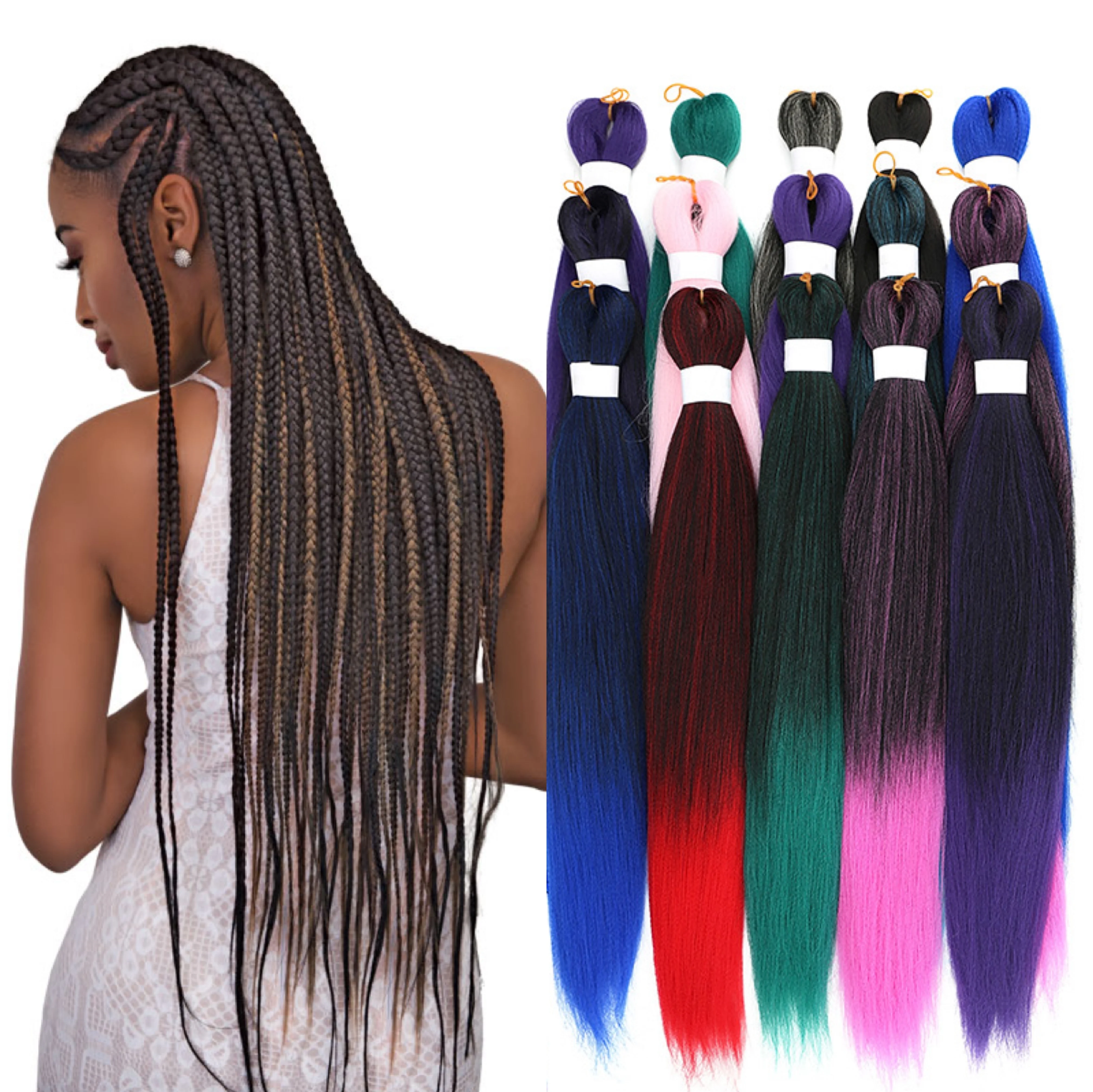 

Free sample 26" 20"synthetic pre-stretched private label ombre easy prestreched braid pre stretched braiding hair